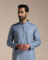 Dusty Blue Self Patterned Kurta Set